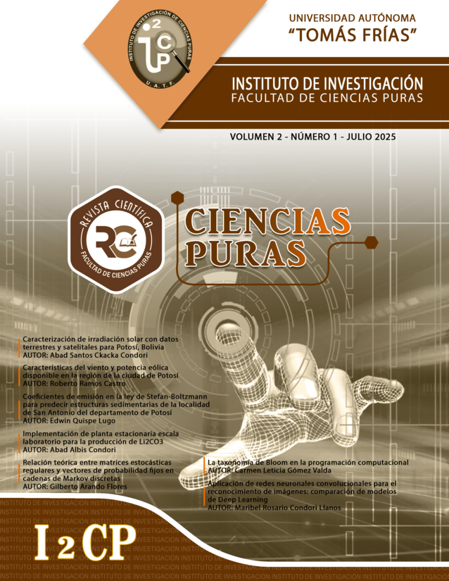 					Ver Vol. 2 Núm. 1 (2025): Nuevos enfoques científicos desde Potosí: energía, computación y matemáticas aplicadas.
				